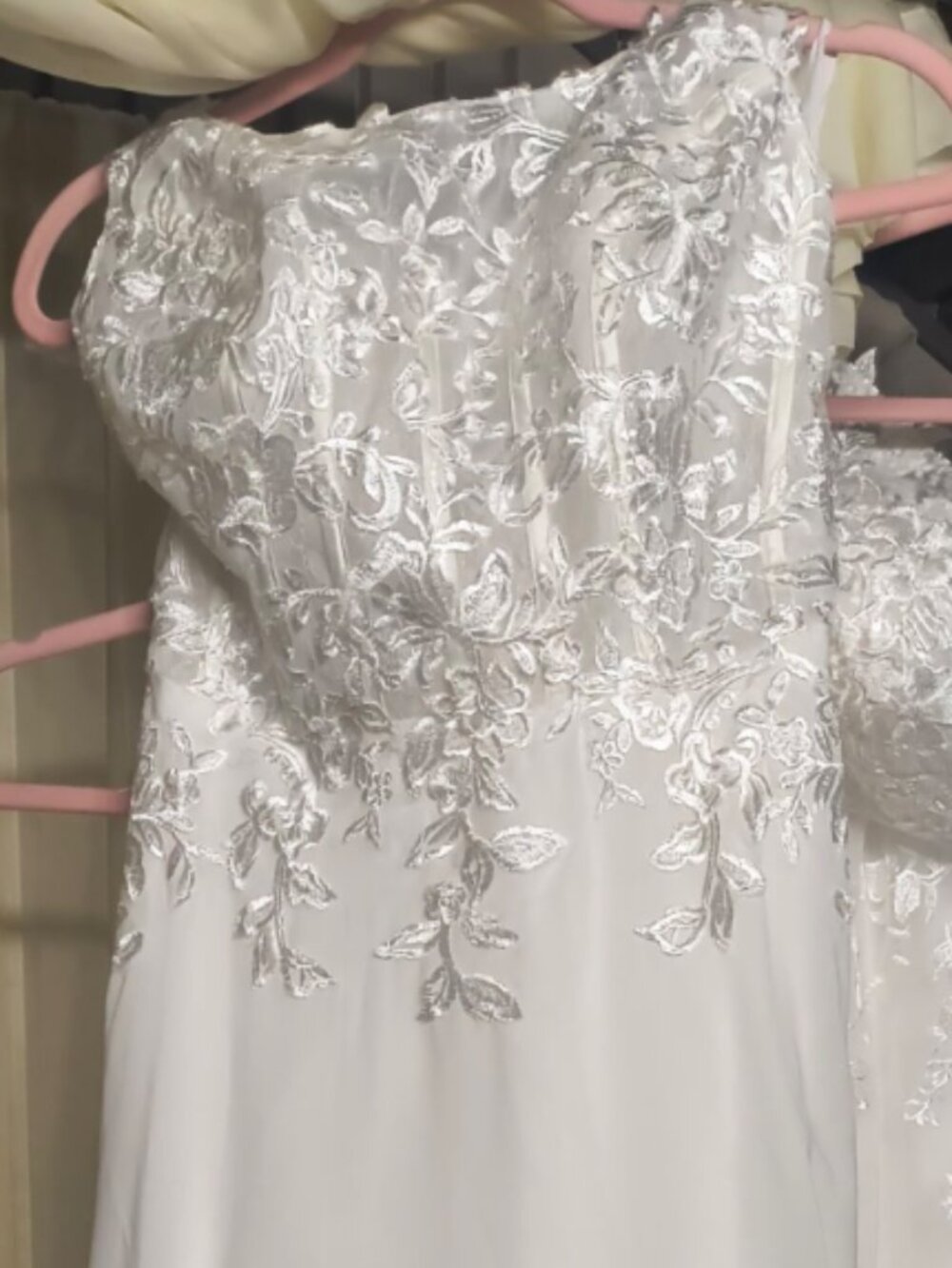 NEW Custom Lace Wedding Dress Sz 8 Boned Bodice Button Back Big Train